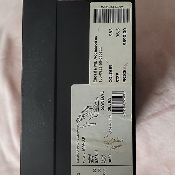 Sz 6.5 Escada peep toe champagne silk - Picture 6 of 6